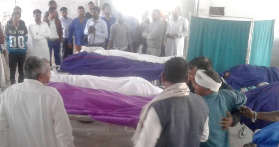 funeral of six people at bras village of karnal, killed in road accident at ambala