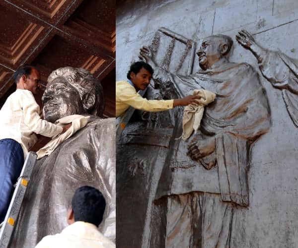 cleaning of ambedkar park in Lucknow.
