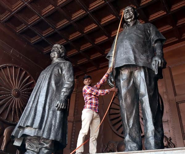 cleaning of ambedkar park in Lucknow.