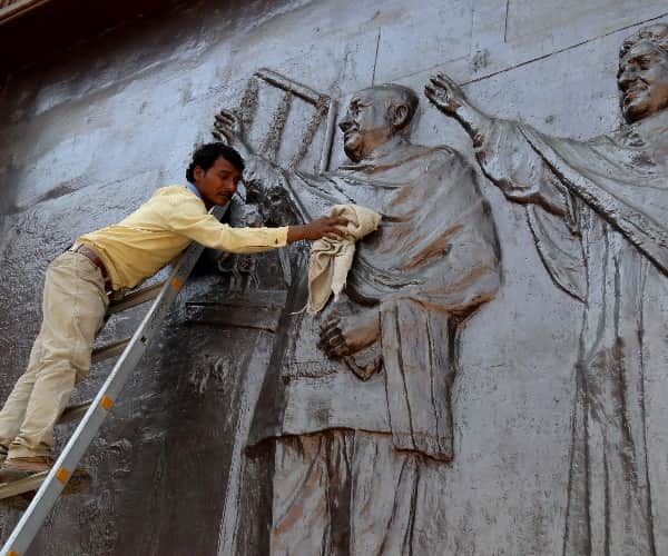 cleaning of ambedkar park in Lucknow.