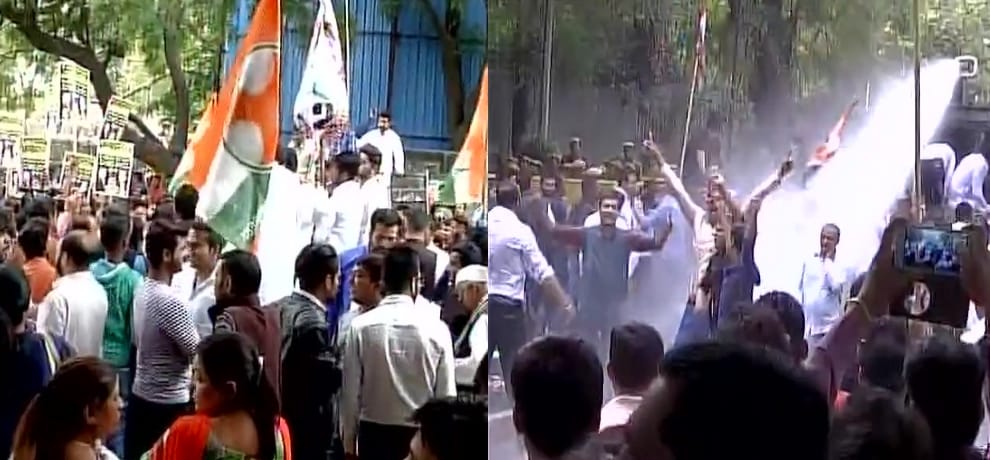 youth congress worker protesting outside of cm kejriwal