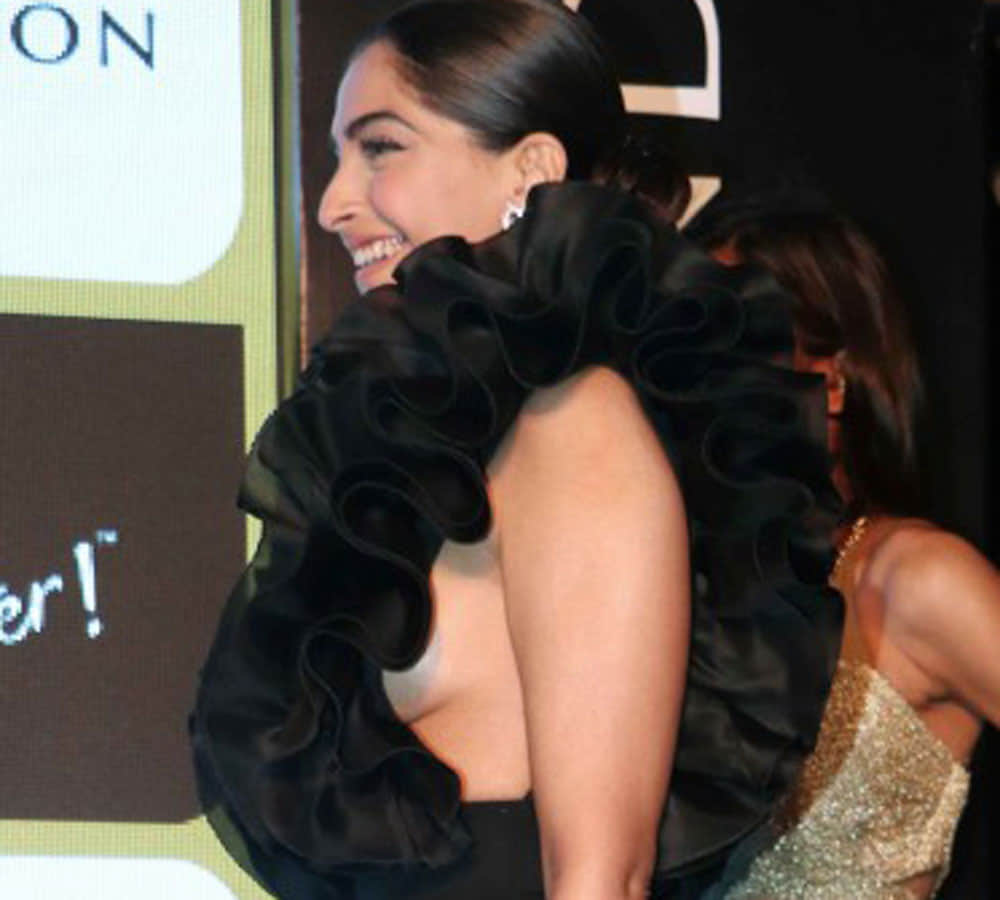 sonam kapoor black revealing dress make controversial
