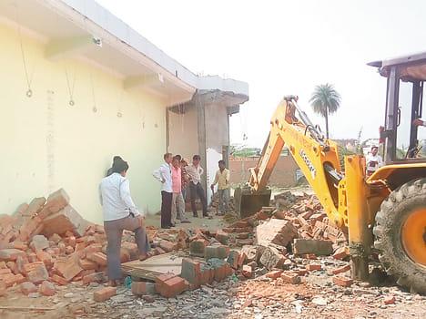 Nazul furnished rooms on the ground were demolished in jalaun