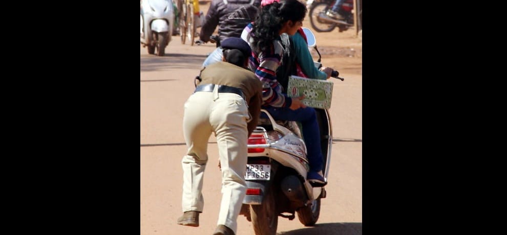 challan cut of 85 girls without helmet