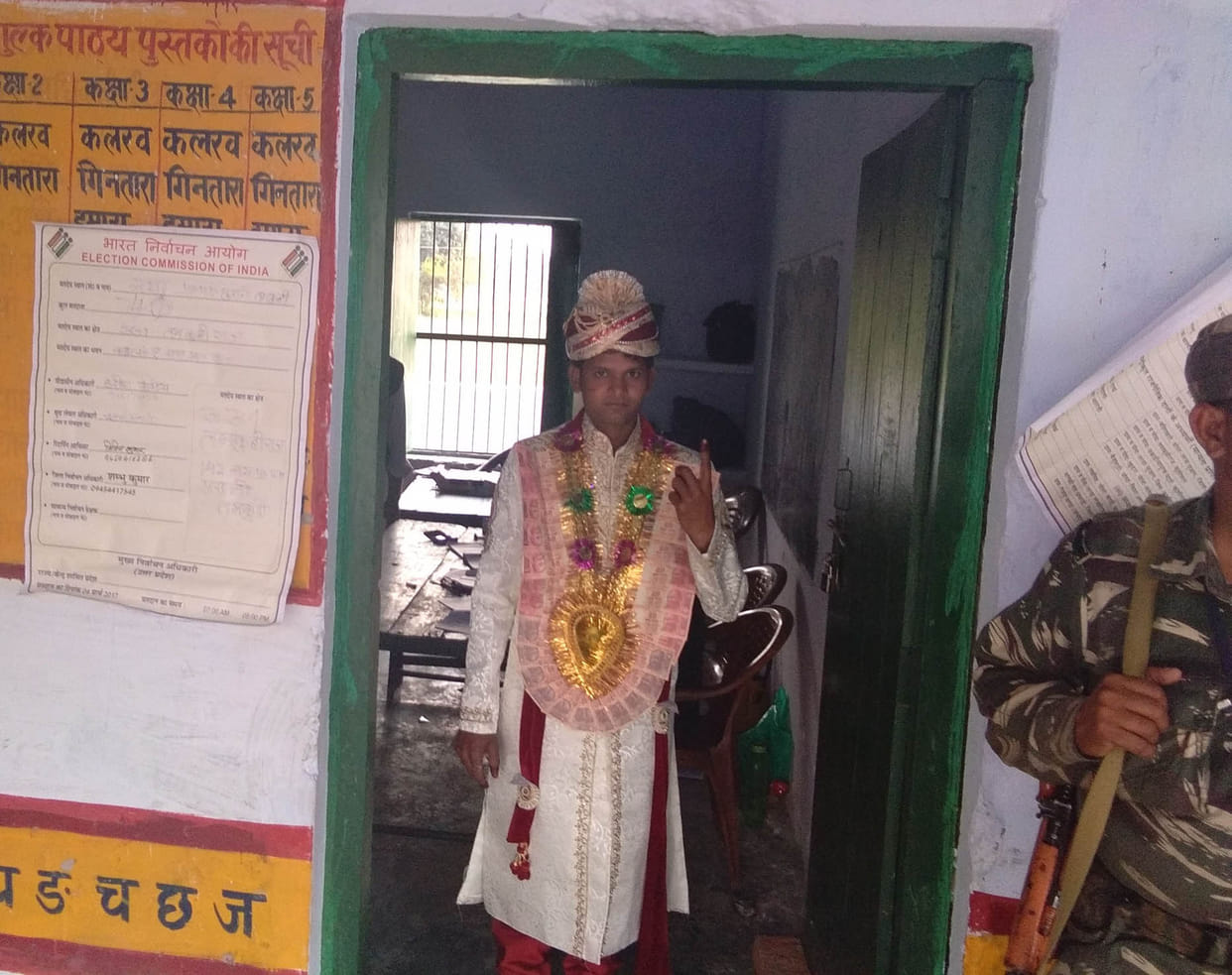 The groom voting, then turned procession
