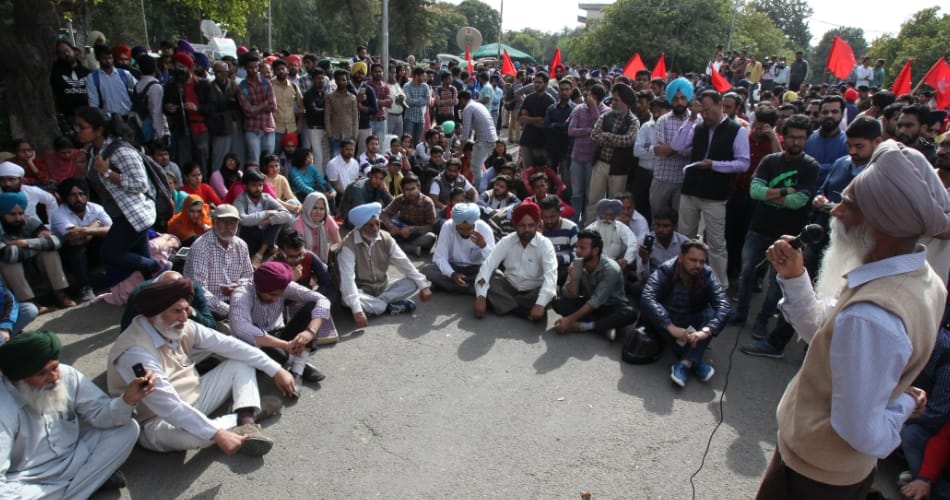 prof. jagmohan singh address pu students fevering gurmehar, SFS protest at PU