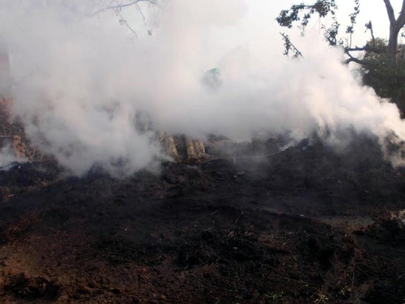 The fire burned six homes in the Om nagaria village