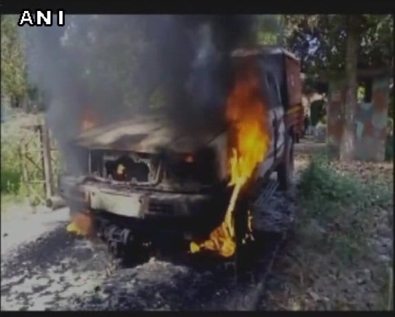 over death of a person mob set a police vehicle afire in bihar 
