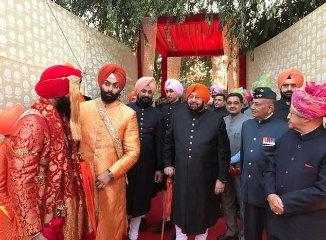 punjab congress state president captain amrinder singh grand son weds with mriganka, royal reception