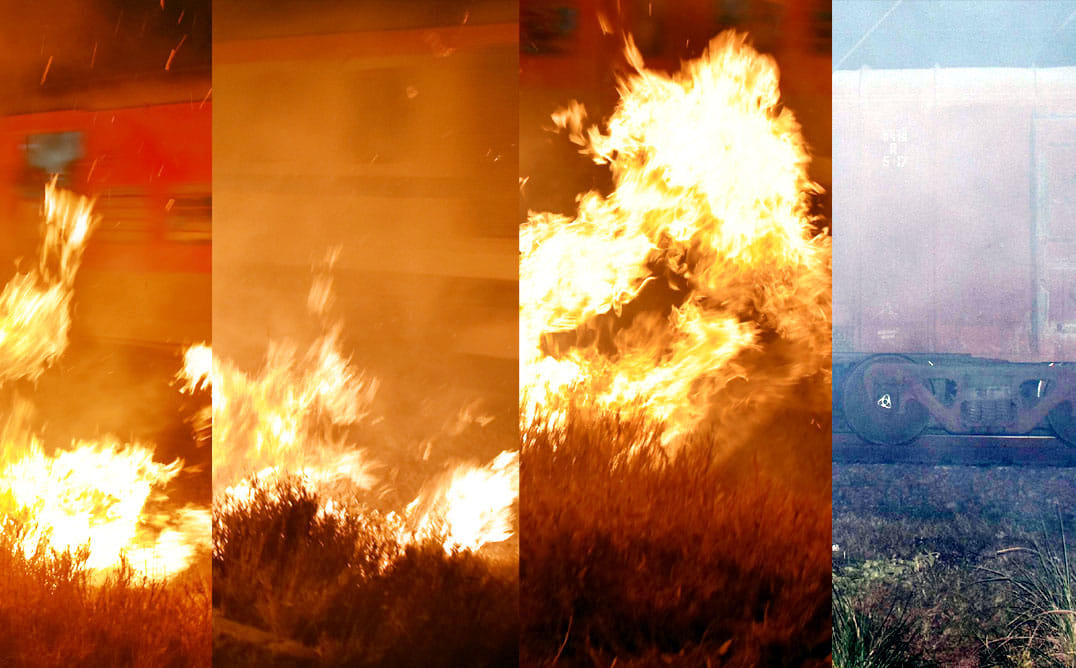 fierce flames went through four trains