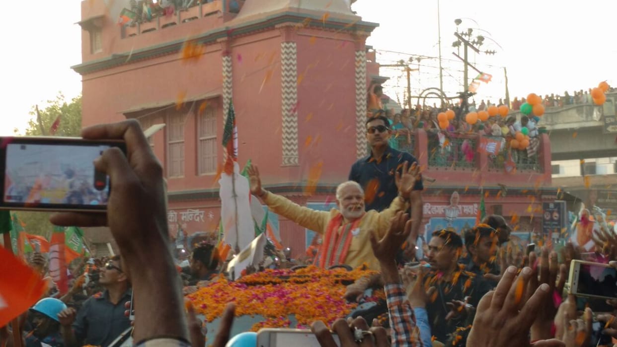 see the photos of pm modi road show varanasi