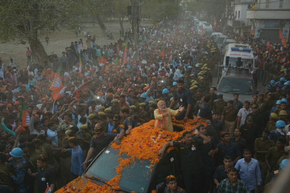 see the photos of pm modi road show varanasi