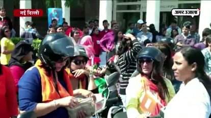WOMEN BIKE RALLY PRAGNISED IN CONNAUGHT PLACE ON THE OCCASION OF INTERNATION WOMEN DAY 