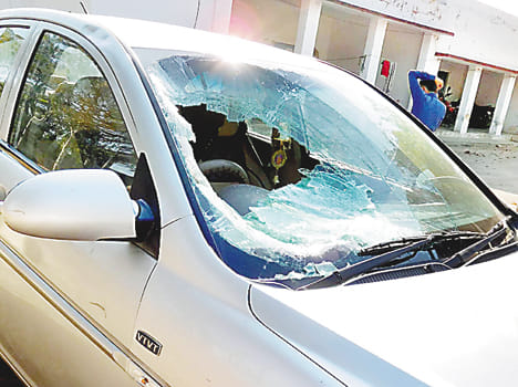 Motorcycle rider injured in collision of student car