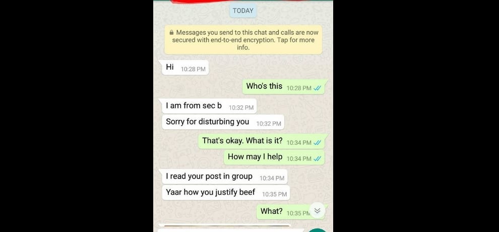 du student arunima bhattacharya lashes out at her classmate for comparing beef eating with incest