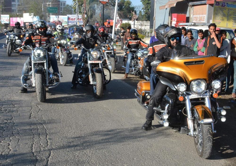 harley devidson rally on dehradun roads