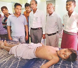 The young man picked up by villagers abducted child