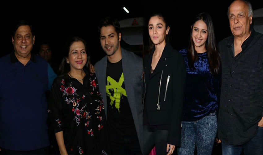 Varun Dhawan And Alia Bhatt Spotted With Family At Badrinath Ki Dulhania Film Screening