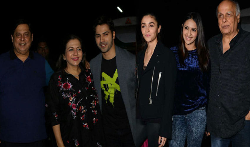 Varun Dhawan And Alia Bhatt Spotted With Family At Badrinath Ki Dulhania Film Screening