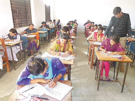 Degree college exams started in three shifts