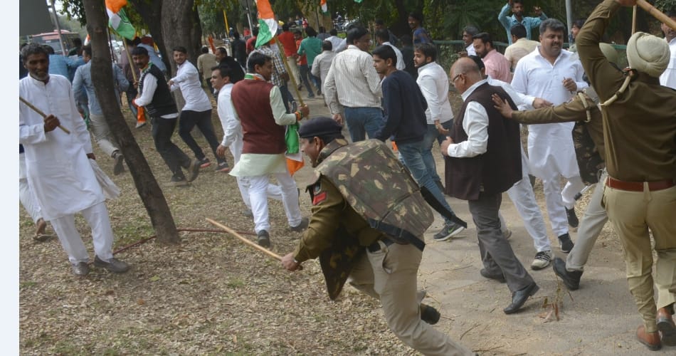 Lathicharge on congress workers in chandigarh, panchkula news