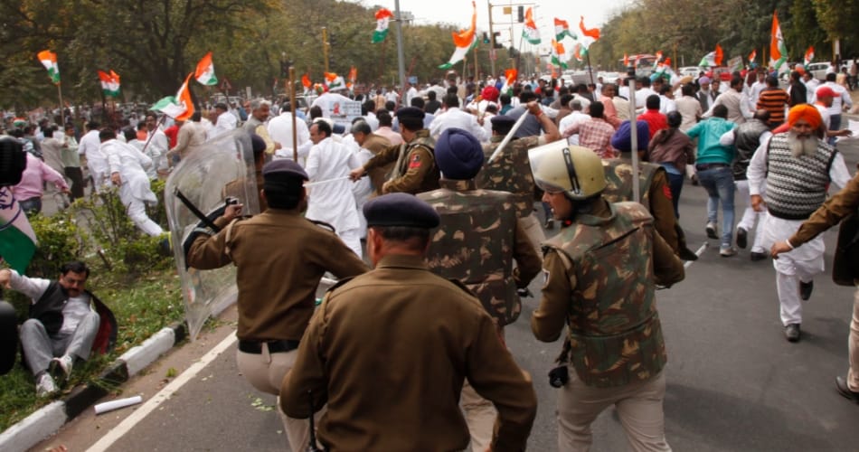 Lathicharge on congress workers in chandigarh, panchkula news