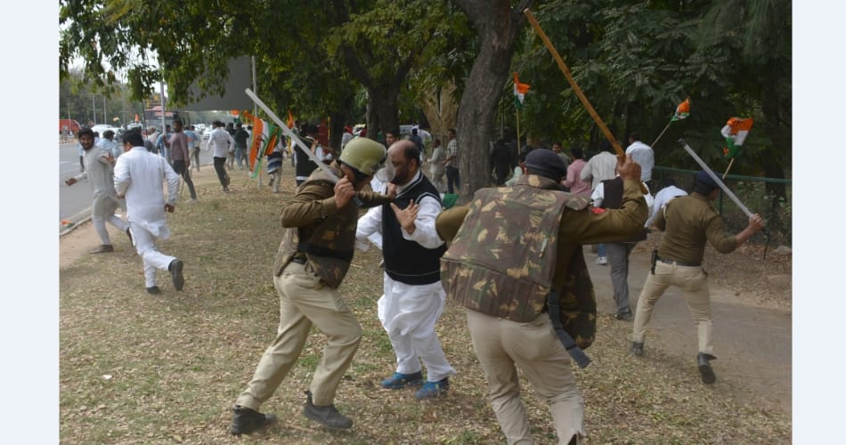 Lathicharge on congress workers in chandigarh, panchkula news
