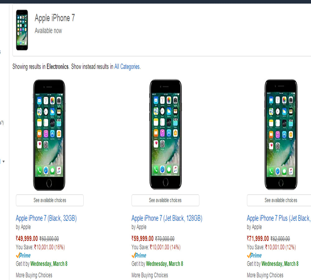 iphone 7 and iphone 7 plus available on amazon with heavy discount