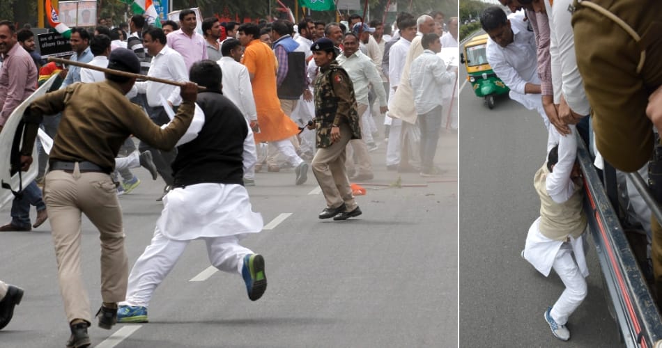 Lathicharge on congress workers in chandigarh, panchkula news
