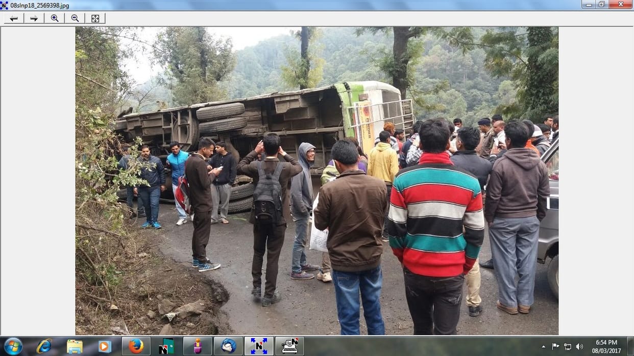 HRTC bus took a accident seven injuried