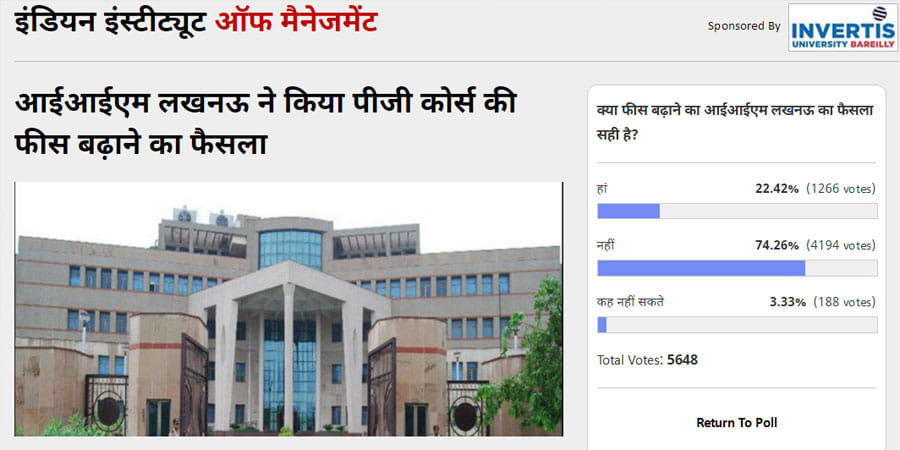 fees hike is a wrong decision by IIM lucknow people says in amar ujala poll