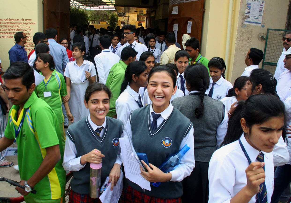 students are very happy at the first day of cbse board exam