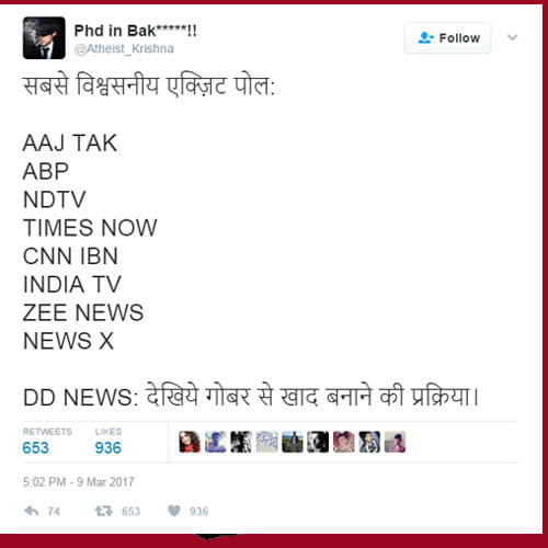 social media reactions on exit polls 2017