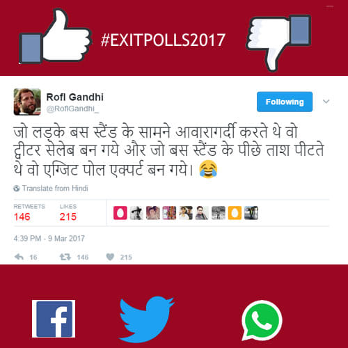 social media reactions on exit polls 2017
