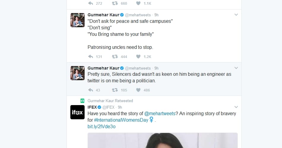 gurmehar kaur new tweet viral on social media, gurmehar kaur controversy
