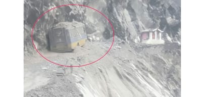 Debris falls onto bus in Holi Chamba Himachal Pradesh