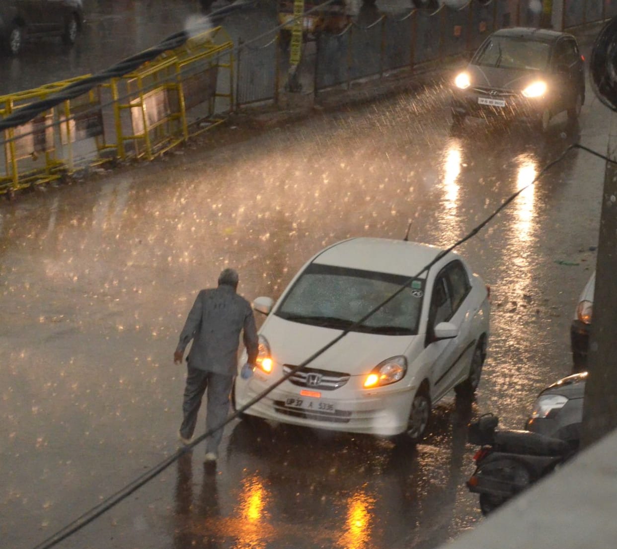 Rain and hail.