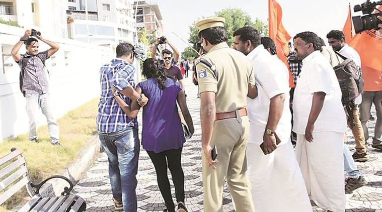 Kerala Shiv Sena activists cane couples in Kochi