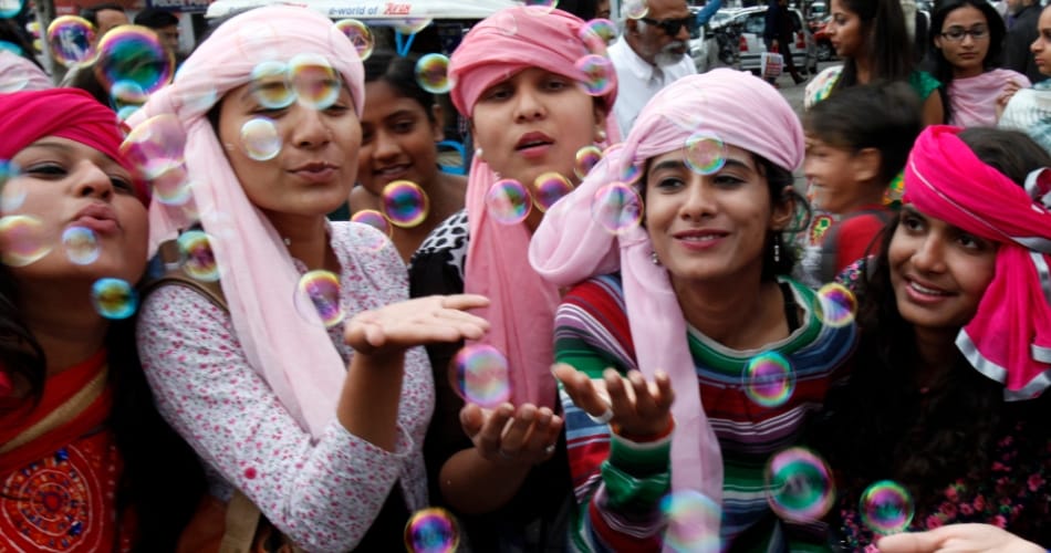 pink turban theme base international women's day celebration at sector 17 plaza chandigarh
