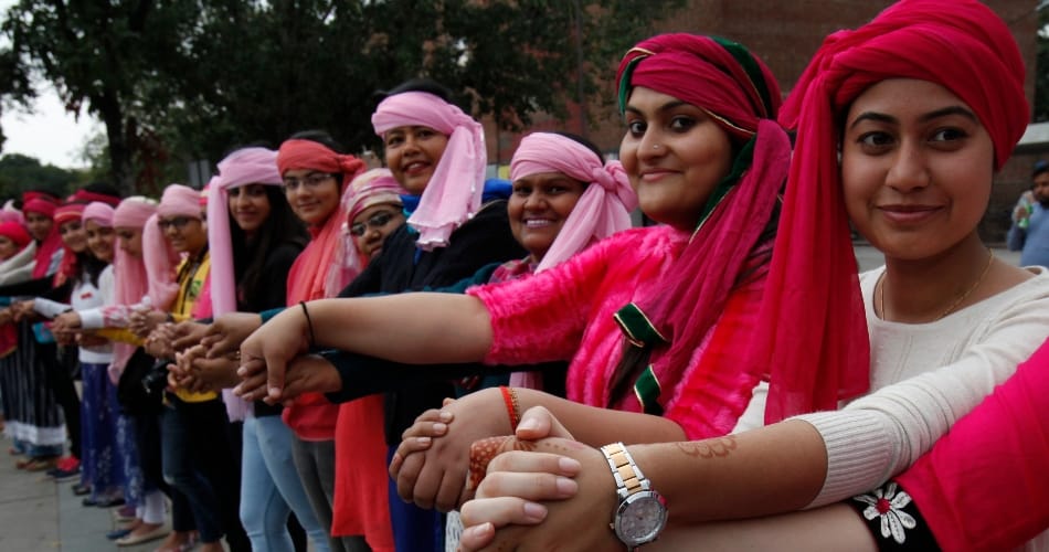 pink turban theme base international women's day celebration at sector 17 plaza chandigarh