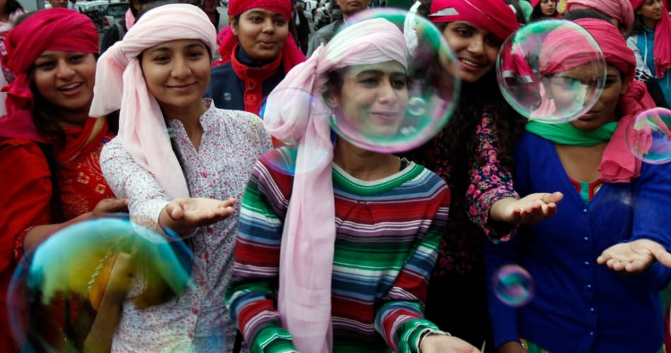 pink turban theme base international women's day celebration at sector 17 plaza chandigarh