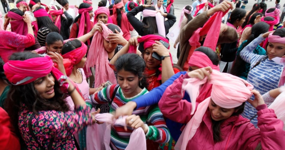 pink turban theme base international women's day celebration at sector 17 plaza chandigarh