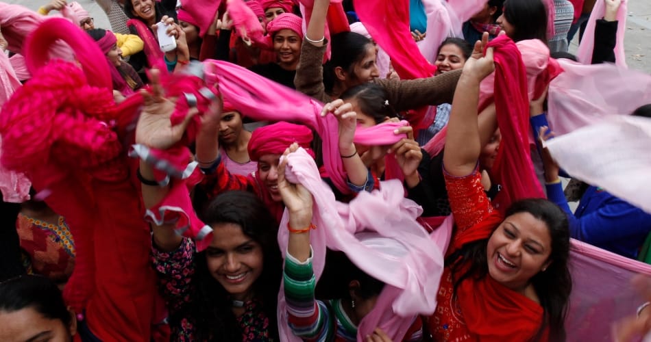 pink turban theme base international women's day celebration at sector 17 plaza chandigarh
