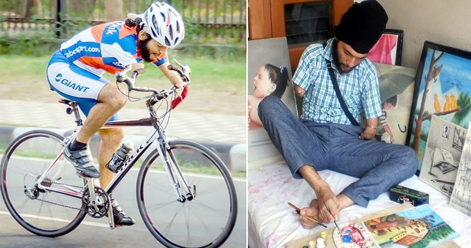 amazing story of jagwinder singh handicape by both hand and have won 18 awards in cycling