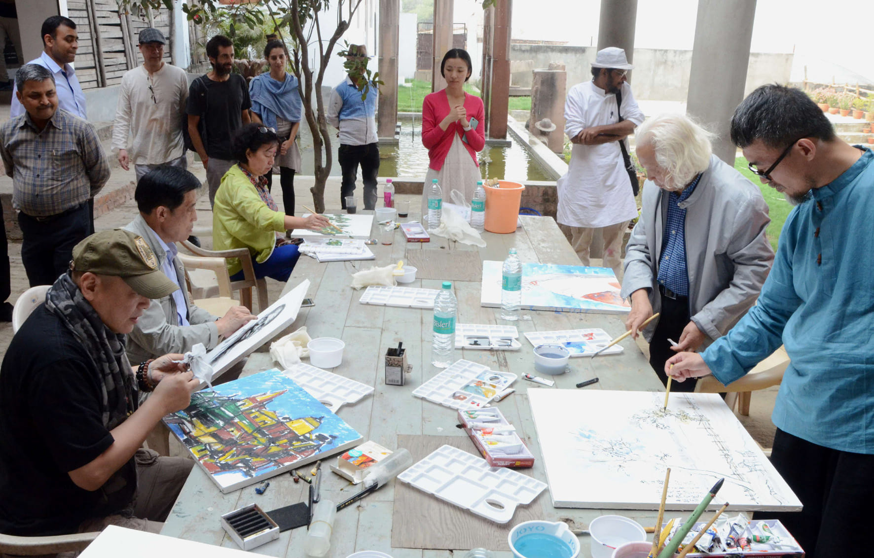 group of painters from china reached varanasi
