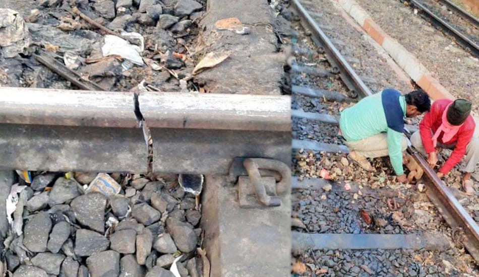 broken railway track crashed