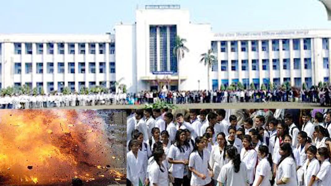 bomb blast in kanpur medical college two injured