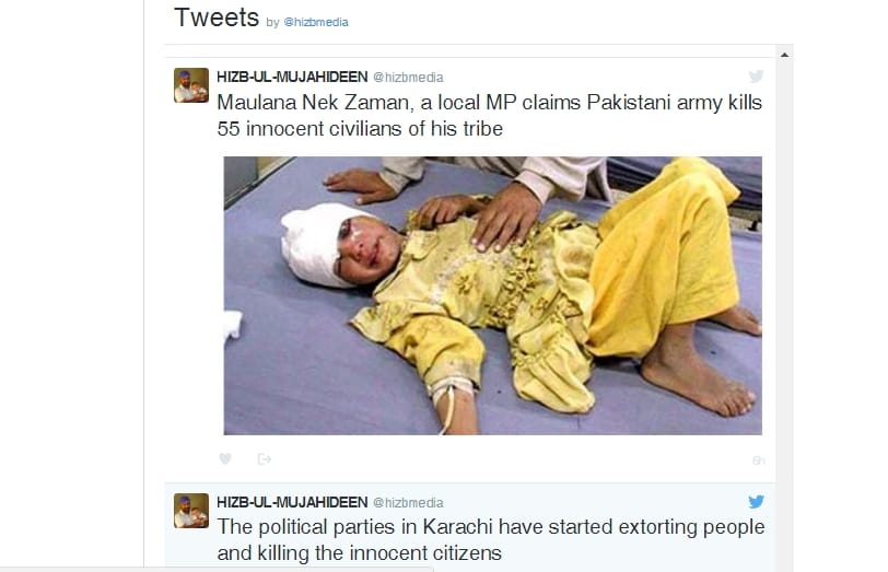 hizb-ul-mujahideen twitter handle hacked