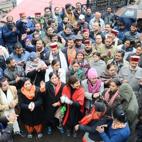 celebration over victory of bjp in uttar pradesh and uttarakhand