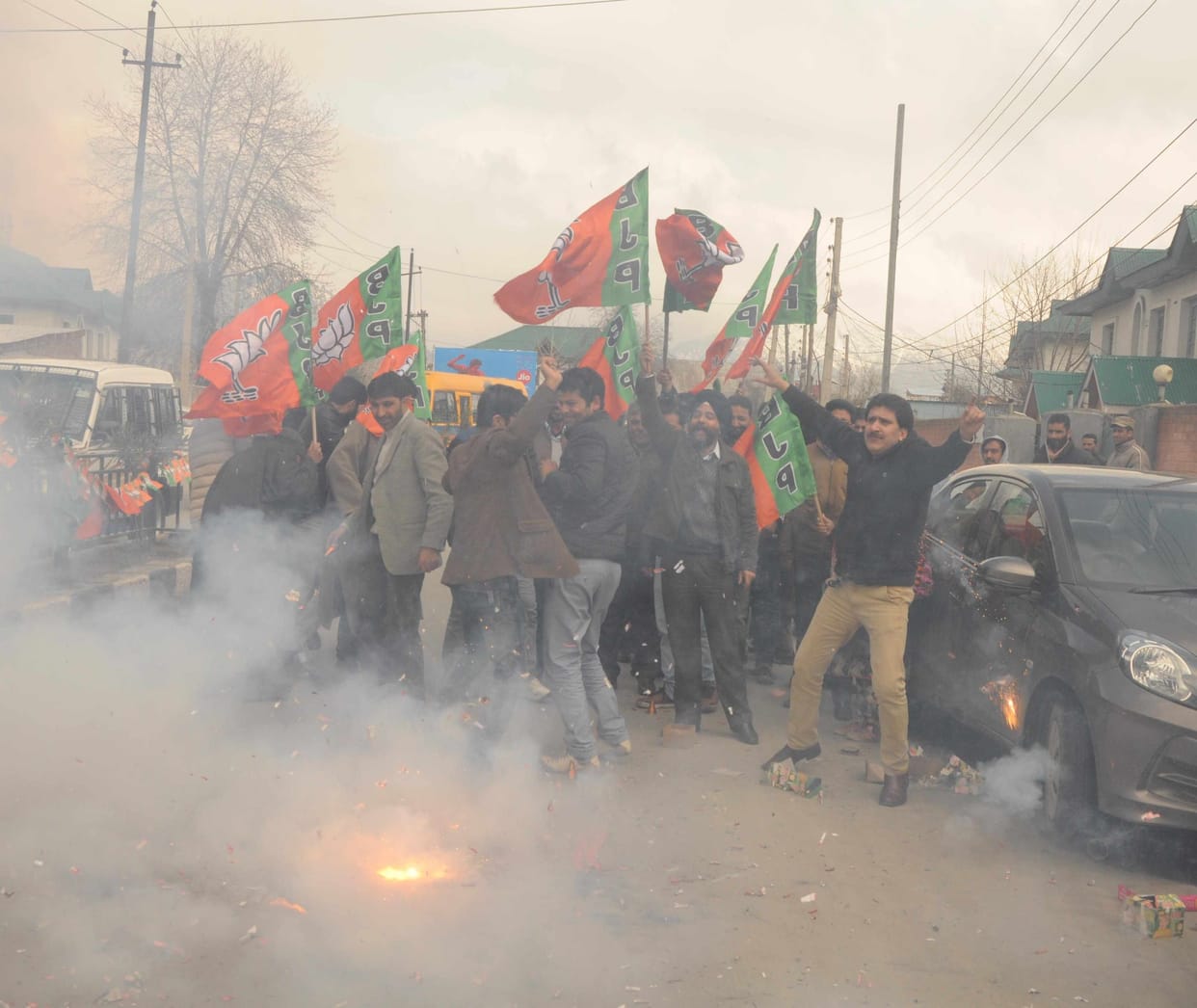 BJP victory celebration in kashmir valley